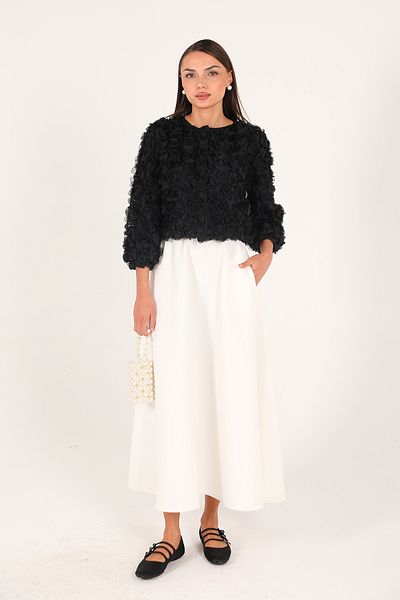 Melike Tatar Black Rose Short Jacket 32-3414