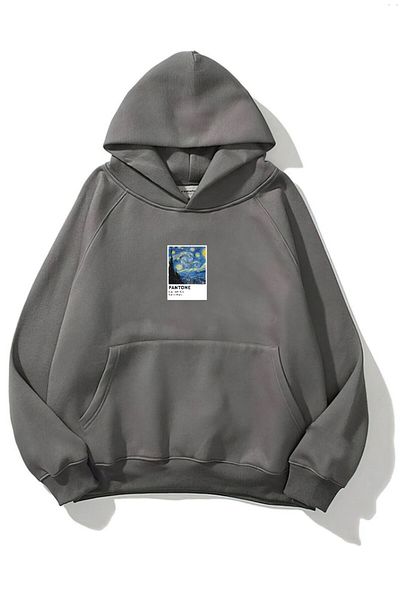 The Champ Clothing Φούτερ Polar Starry Night με στάμπα καπνιστό Unisex Oversize με κουκούλα