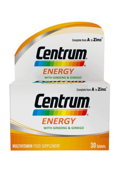 Centrum A to Zinc Ginseng & Ginkgo B6 & B12 Energy Tablets, 30 Tablets