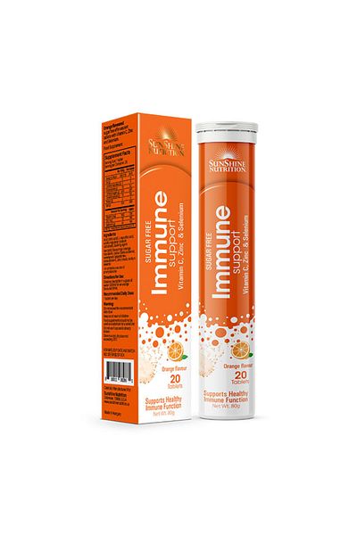 SUNSHINE Nutrition Vitamin C 1000 Mg Orange Flavour Effervescent Tablets, 20 Tablets