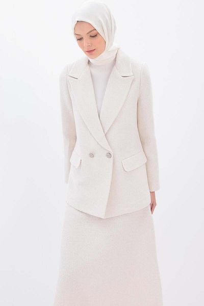 ALLDAY Μπλέιζερ από ύφασμα Tweed White-Silvery
