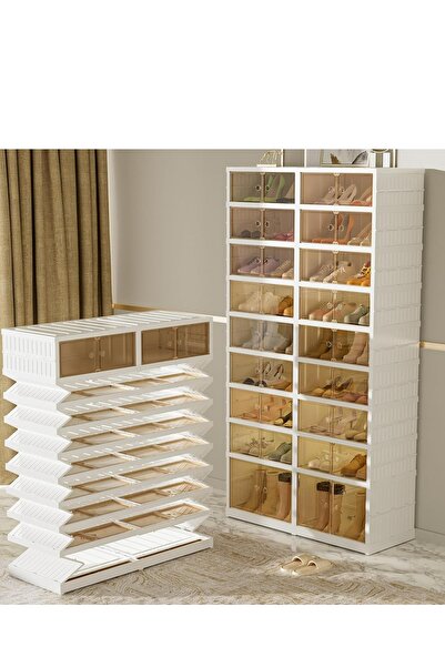 ALMUFARREJ 9-Layer Shoe Box, Foldable Storage Box Plastic 36 Of Pairs