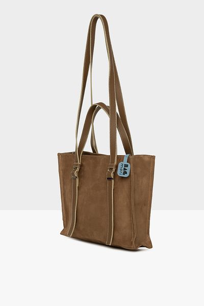 Bagmori Mink Women's Double Leather Belted Suede Bag m 000008565