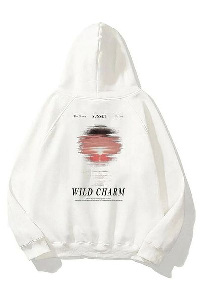 The Champ Clothing Φούτερ με κουκούλα Fleece Wild Charm με στάμπα λευκό Unisex φούτερ με κουκούλα