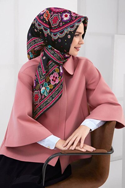 Armine Nostalji Serisi İpek Twill Eşarp Nakış Desen 7866DS-09