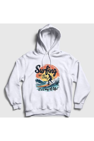 Presmono Unisex White - Φούτερ με κουκούλα The Way Of Life Surfing Surfing 514577 ττ