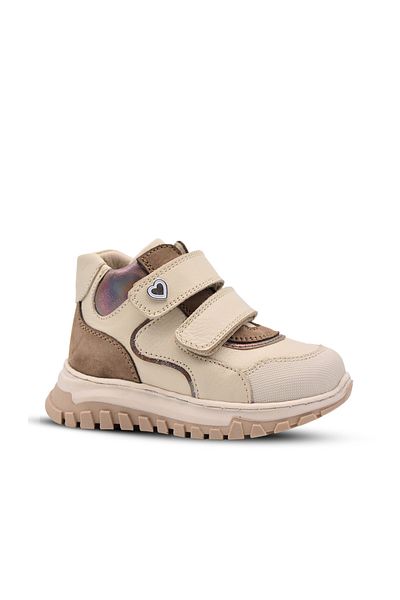 kids A more Beige Colored Baby Girl Boots - Double Velcro, Genuine Leather