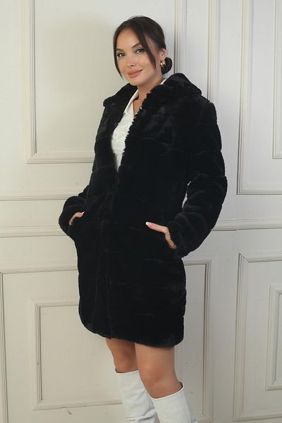 By Saygı Women's Lined Pocket Snap Fur Coat