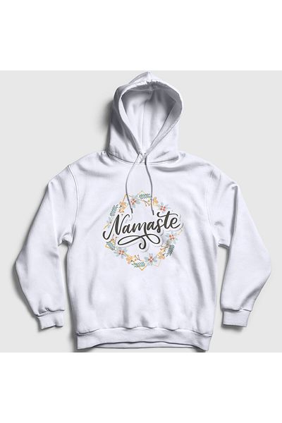 Presmono Φούτερ με κουκούλα Namaste Unisex White Meditation Yoga - 512787 ττ