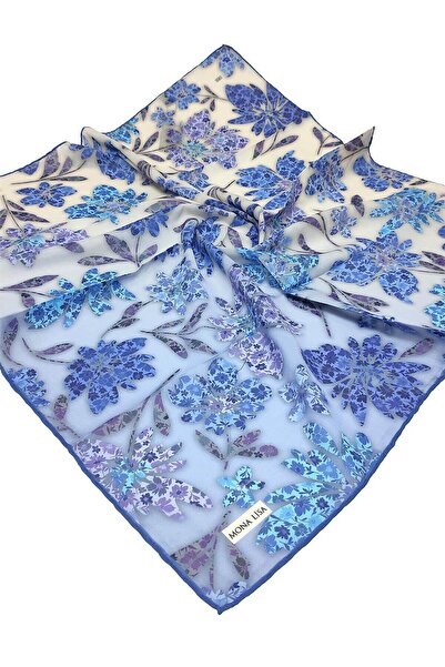 İpekel İndigo Çiçek Desenli Pamuksu Soft Eşarp