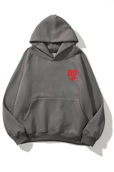 The Champ Clothing Φούτερ με κουκούλα Fleece More Self Love Printed Smoked Unisex Hoodie φούτερ