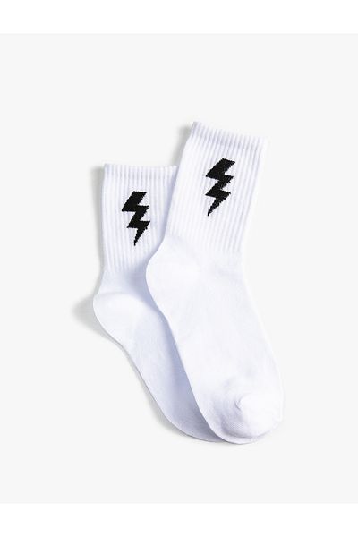 Koton Ribbed Lightning Pattern Socks