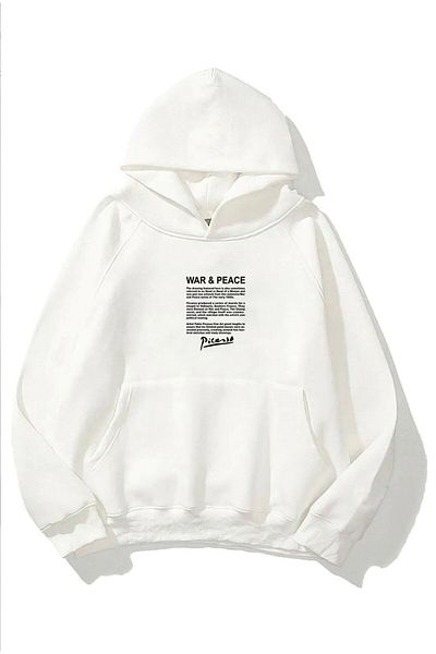The Champ Clothing Φούτερ με κουκούλα Polar War & Peace με στάμπα λευκό Unisex με κουκούλα