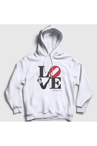 Presmono Φούτερ με κουκούλα Unisex White Love Gift Pilates 511741 ττ