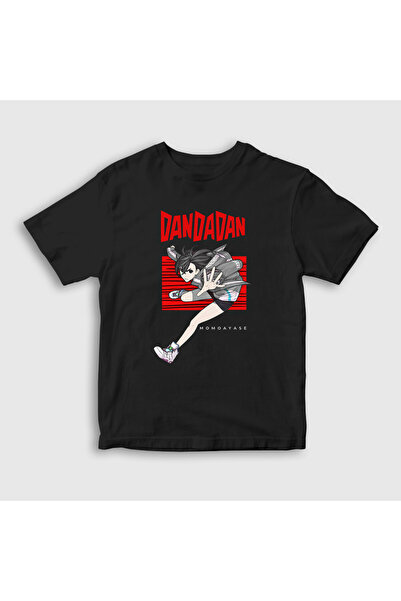 Presmono Unisex dečji crni Momo Ayase anime Dandadan T-shirt 512201tt