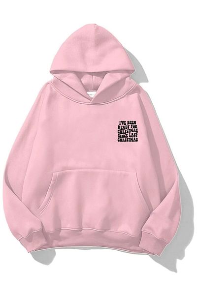 The Champ Clothing Φούτερ Unisex με κουκούλα σε ροζ πολικό χριστουγεννιάτικο στάμπα