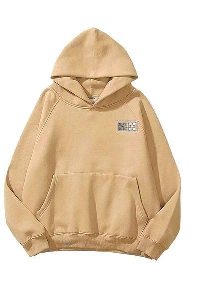 The Champ Clothing Φούτερ με κουκούλα Fleece The Champ Mountain Printed Beige Unisex Hoodie φούτερ