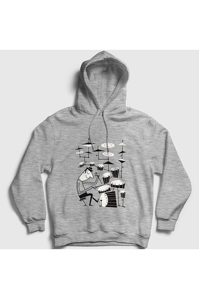 Presmono Γκρι Unisex Μουσικός Φούτερ με κουκούλα - Δώρο Drummer Drummer 508107 ττ