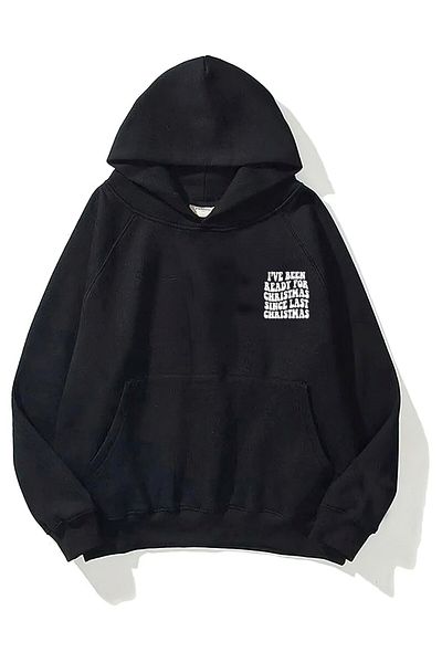 The Champ Clothing Унисекс суитшърт с качулка и черен полярни коледни принтове