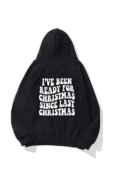 The Champ Clothing Унисекс суитшърт с качулка и черен полярни коледни принтове