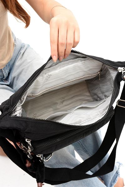DUOMİNO Duomino Clinker Geantă de umăr cu buzunare multiple, neagră, rezistentă la apă
