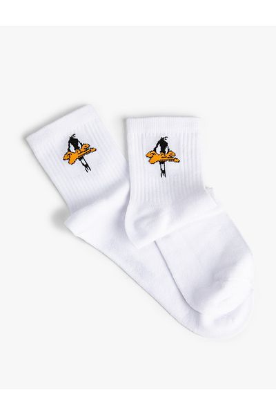 Koton Daffy Duck Socket Socks Licensed Embroidered