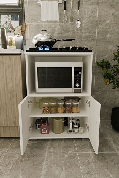 Remaks Çok Amaçlı Set Altı Dolap Mutfak Mikrodalga Fırın Dolabı - Beyaz