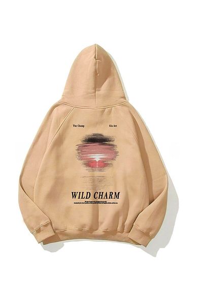 The Champ Clothing Φούτερ με κουκούλα μπεζ Unisex Fleece Wild Charm με στάμπα με κουκούλα