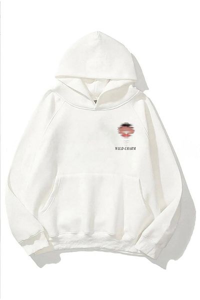 The Champ Clothing Φούτερ με κουκούλα Fleece Wild Charm με στάμπα λευκό Unisex φούτερ με κουκούλα