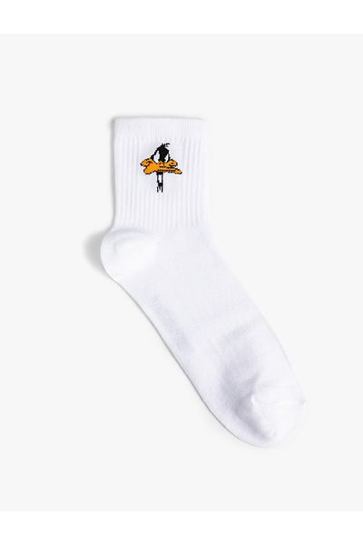 Koton Daffy Duck Socket Socks Licensed Embroidered