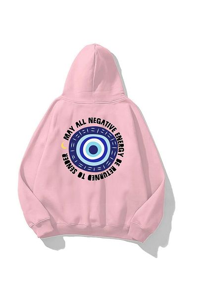 The Champ Clothing Φούτερ με κουκούλα ροζ Fleece Evil Eye Bead με στάμπα Unisex
