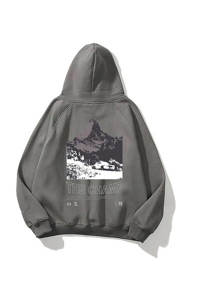 The Champ Clothing Φούτερ με κουκούλα Fleece The Champ Mountain Printed Smoked Unisex Hoodie φούτερ