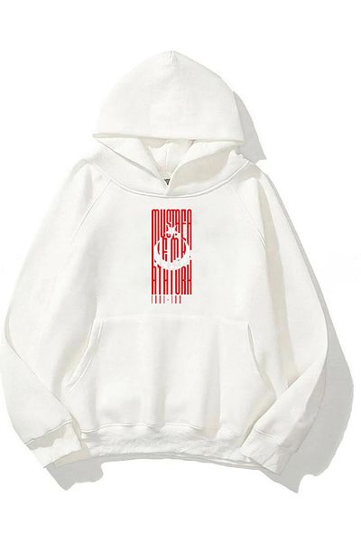 The Champ Clothing Φούτερ με κουκούλα Fleece με τυπωμένη τουρκική σημαία με λευκή κουκούλα Unisex