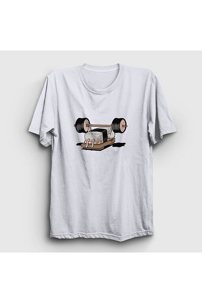 Presmono Μπλουζάκι σούσι για Bodybuilding Unisex White Gym Fitness 509293 ττ