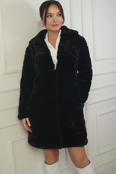 By Saygı Women's Lined Pocket Snap Fur Coat