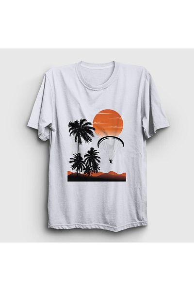 Presmono Μπλουζάκι Unisex White Freedom Sunset Paragliding 508743 ττ