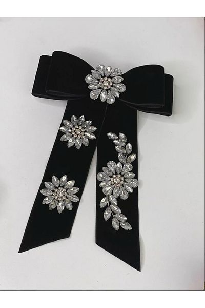 CSR Collection Cataramă franceză cu fundă din piatră de zircon din catifea