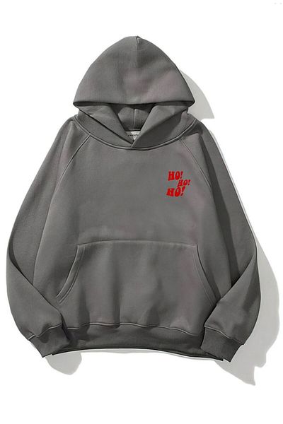 The Champ Clothing Καπνιστό Unisex Fleece Φούτερ - Χριστουγεννιάτικο σχέδιο με κουκούλα και τυπωμένο κείμενο