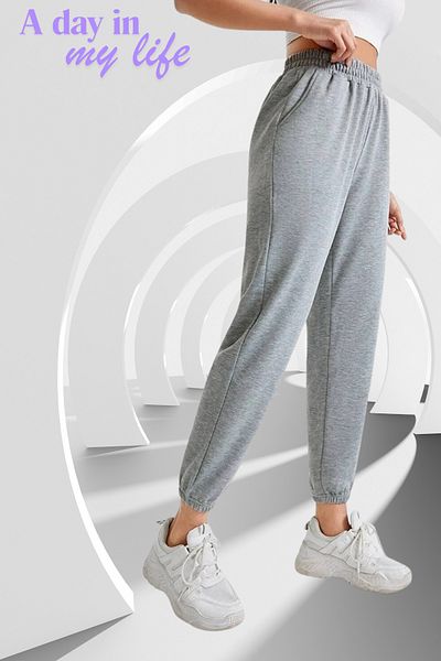 BSBSPOR Καλοκαιρινό Extra Loose Ψηλόμεσο Γκρι Oversize Φούτερ με Ελαστικά Πόδια