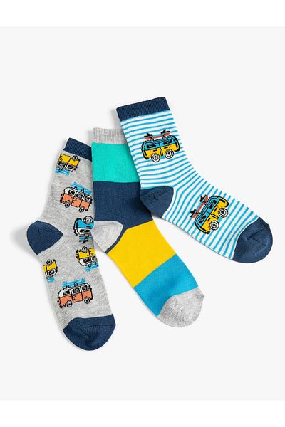 Koton Set de 3 șosete cu modele colorate