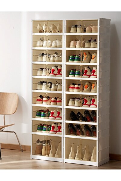 ALMUFARREJ 9-Layer Shoe Box, Foldable Storage Box Plastic 36 Of Pairs