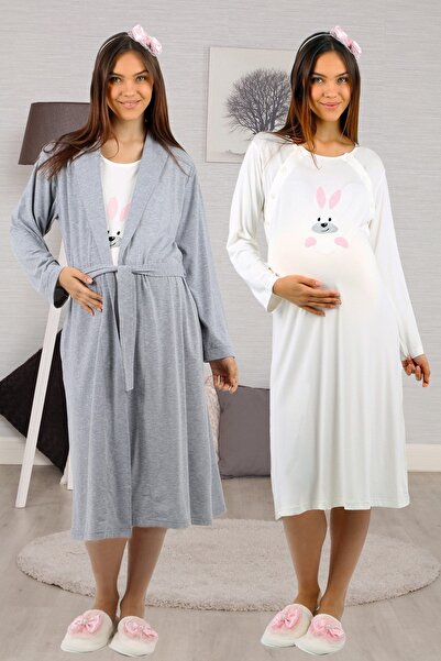 lohusahamile Ružičasti zec Sa deznom trudnička spavaćica sa kućnim ogrtačem
