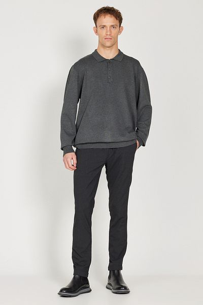 ALTINYILDIZ CLASSICS Anthrazit-Melange-Strickpullover mit normaler Passform und normalem Schnitt für Herren in Anthrazit-Melange