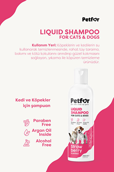 Petfor Kedi ve Köpekler için Çilekli Şampuan 250 ML