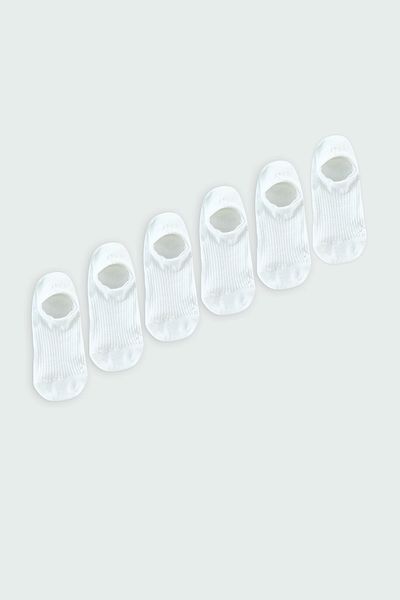 Edit by Trendyol Λευκές Unisex 6 Pack Βαμβακερές κάλτσες αθλητικών παπουτσιών TEDAW25CO00008