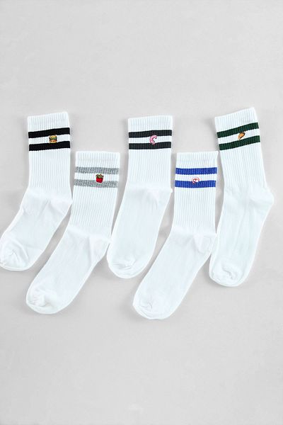 Trendyol Collection Унісекс білі вишиті бавовняні смугасті гетри для тенісу коледжу середньої довжини набір з 5 штук TMNAW25CO00022