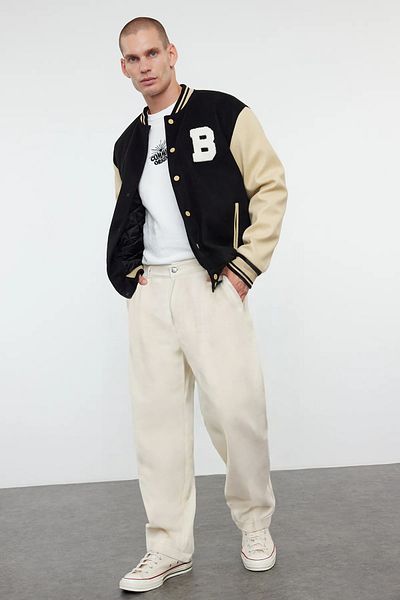 Trendyol Collection Βαμβακερό παντελόνι Unisex Limited Edition Stone Color Balloon Fit Gabardine - TMNAW25PL00011
