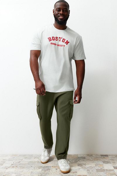 Trendyol Collection Pantaloni cargo din gabardină kaki de mărime mare TMNAW25AR00005