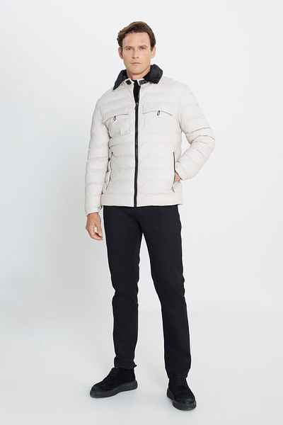 AC&Co / Altınyıldız Classics Ανδρικό παλτό με πέτρινο μοτίβο Standard Fit - Stand γιακά