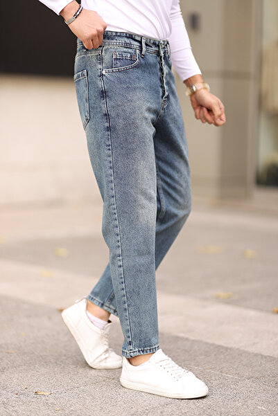 Trendyol Collection Середні сині джинси-бойфренди з 100% бавовни Джинсові штани TMNAW25JE00020